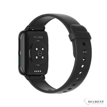 Smartwatch damski Garett BeFit Sport RT czarny cechuje się modnym, nowoczesnym designem. Połączenie prostokątnej, metalowej koperty w kolorze czarnym z gumowym paskiem. (2).jpg